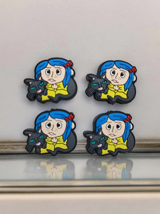 Coraline Upper Body with Black Cat Silicone Focal Bead - 0876