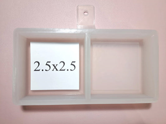 2.5 Inch Square Dual Cavity Mold With .25 inch Curved Edge around Image Cardstock Silicone Mold, Aroma Bead Molds
