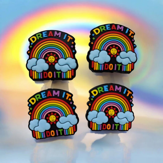 Dream It Do it Rainbow with Sun Silicone Focal Bead