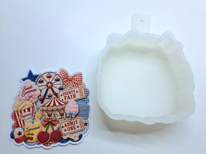 Patchwork County Fair Summer Carnival Collage Cardstock Silicone Mold, Aroma Bead Molds, Premium Cardstock Images
