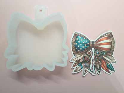 Boho Western American Flag Coquette Bow Cardstock Silicone Mold, Aroma Bead Molds, Premium Cardstock