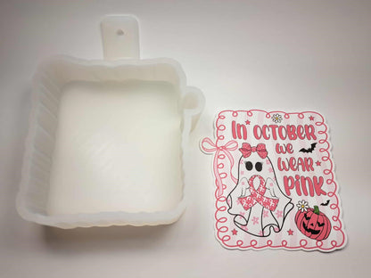 Halloween In October We Wear Pink Coquette Bow Frame Cardstock Silicone Mold, Aroma Bead Molds, Premium Cardstock Images