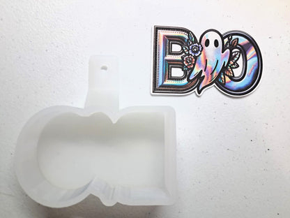 Boo Ghost and Flowers Cardstock Silicone Mold, Aroma Bead Molds, Car Freshies, Premium Cardstock Images