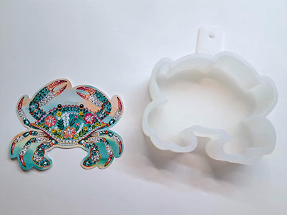 Rhinestone Floral Crab Cardstock Silicone Mold, Aroma Bead Molds, Premium Cardstock Images