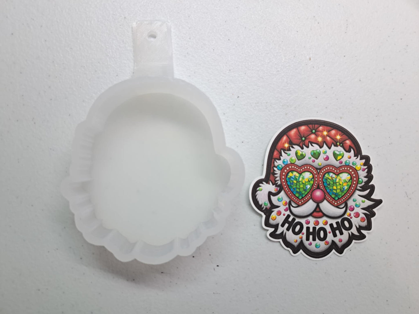 Heart Sunglasses Ho Ho Ho Santa Cardstock Silicone Mold, Aroma Bead Molds, Car Freshies, Premium Cardstock Images