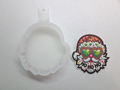 Heart Sunglasses Ho Ho Ho Santa Cardstock Silicone Mold, Aroma Bead Molds, Car Freshies, Premium Cardstock Images