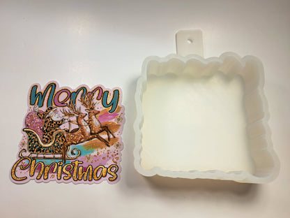 Santa's Sleigh Merry Christmas for Cardstock Silicone Mold, Aroma Bead Molds, Premium Cardstock Images