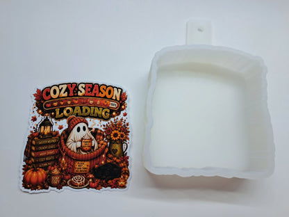 Cozy Season Loading Ghost Waiting Cardstock Silicone Mold, Aroma Bead Molds, Car Freshies, Premium Cardstock Images