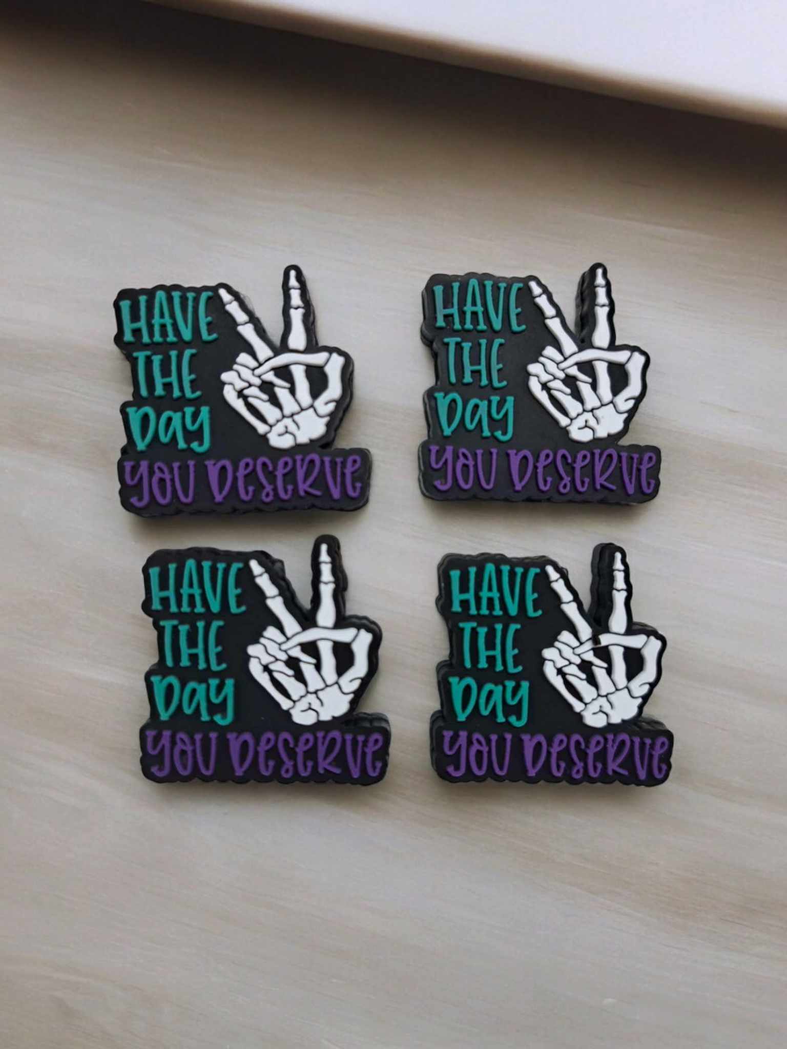 Have the Day You Deserve Purple with Skellie Hand Peace Sign: Style 2 ...