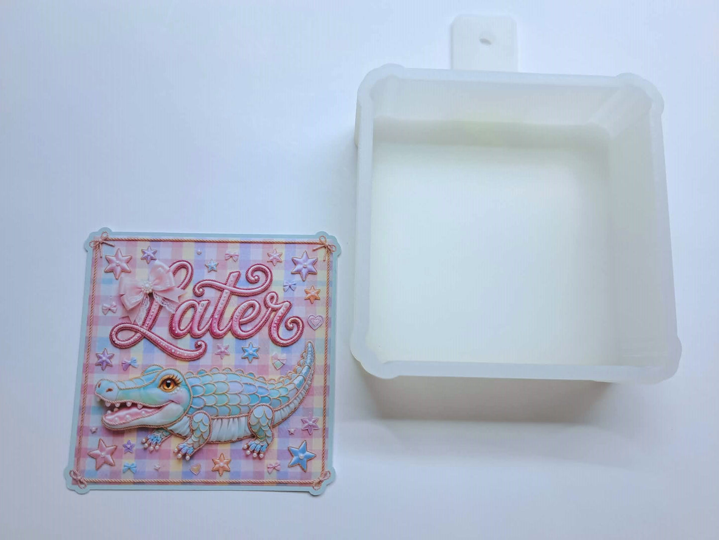 Coquette Later Alligator Pastels Cardstock Silicone Mold, Aroma Bead Molds, Premium Cardstock Images