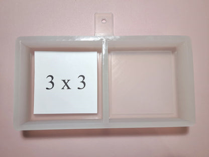 3 Inch Square Dual Cavity Mold With .25 inch Curved Edge around Image Cardstock Silicone Mold, Aroma Bead Molds