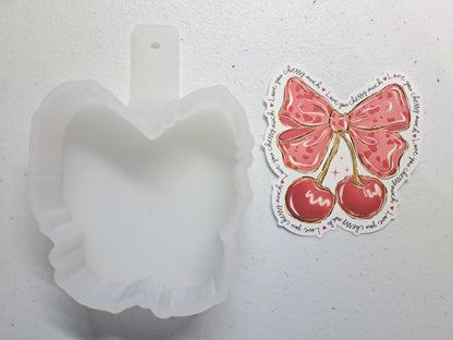 Love You Cherry Much Bow Valentine Cardstock Silicone Mold, Aroma Bead Molds, Premium Cardstock