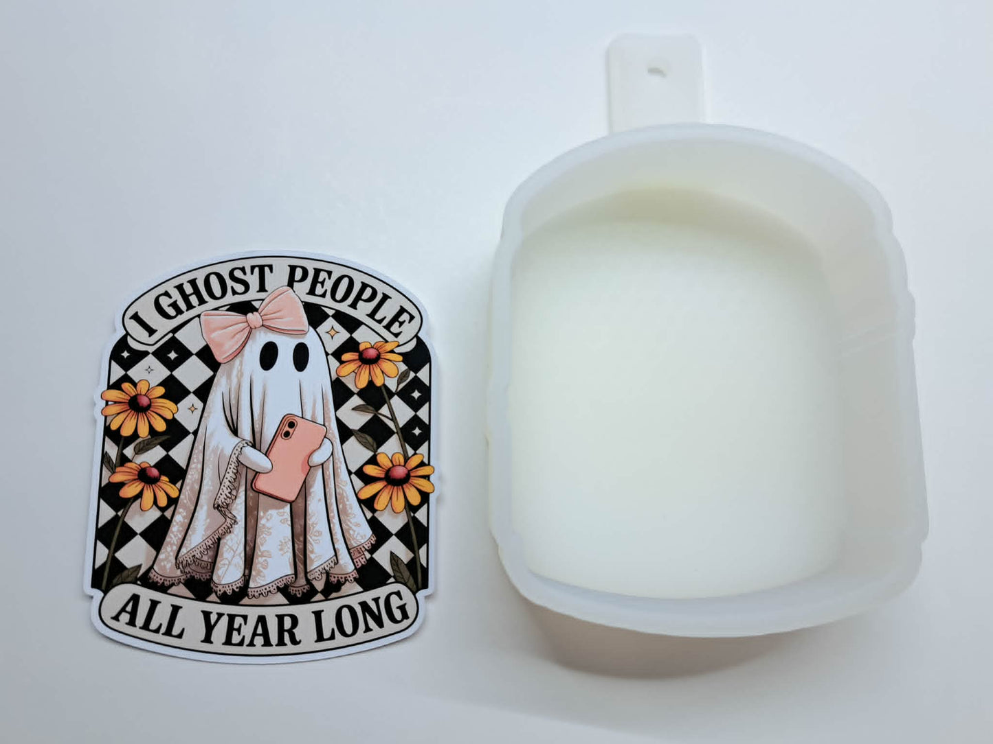 I Ghost People Daisies & Checkered Cardstock Silicone Mold, Aroma Bead Molds, Premium Cardstock Images