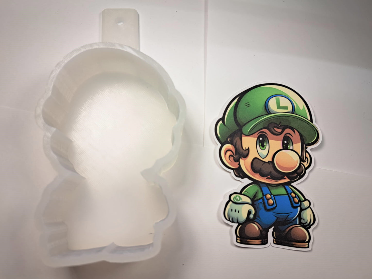 Luigi Chibi: Super Mario Plumber, Game Cardstock Silicone Mold, Aroma Bead Molds, Premium Cardstock, Silicone Cardstock Freshies