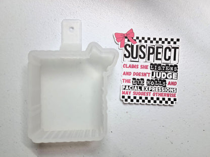 Suspect Claims She Listens Cardstock Silicone Mold, Aroma Bead Molds, Premium Cardstock Images