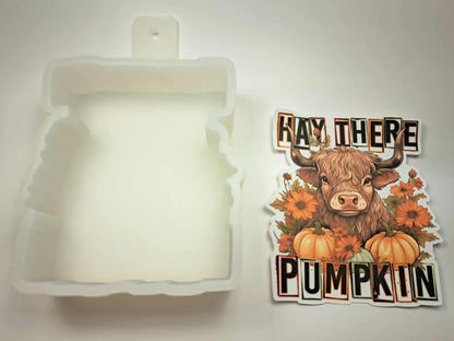 Hay There Pumpkin Highland Cow Cardstock Silicone Mold, Aroma Bead Molds, Premium Cardstock Images