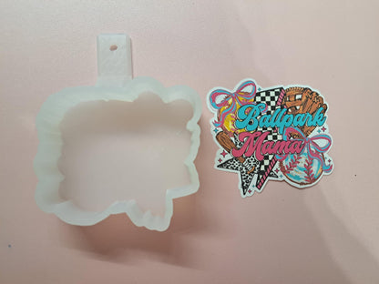 Ballpark Mama - Baseball & Softball Cardstock Silicone Mold, Aroma Bead Molds, Car Freshie Mold, Premium Cardstock Images