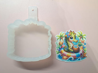 Summer Seahorse on Floatie Cardstock Silicone Mold, Aroma Bead Molds, Premium Cardstock Images