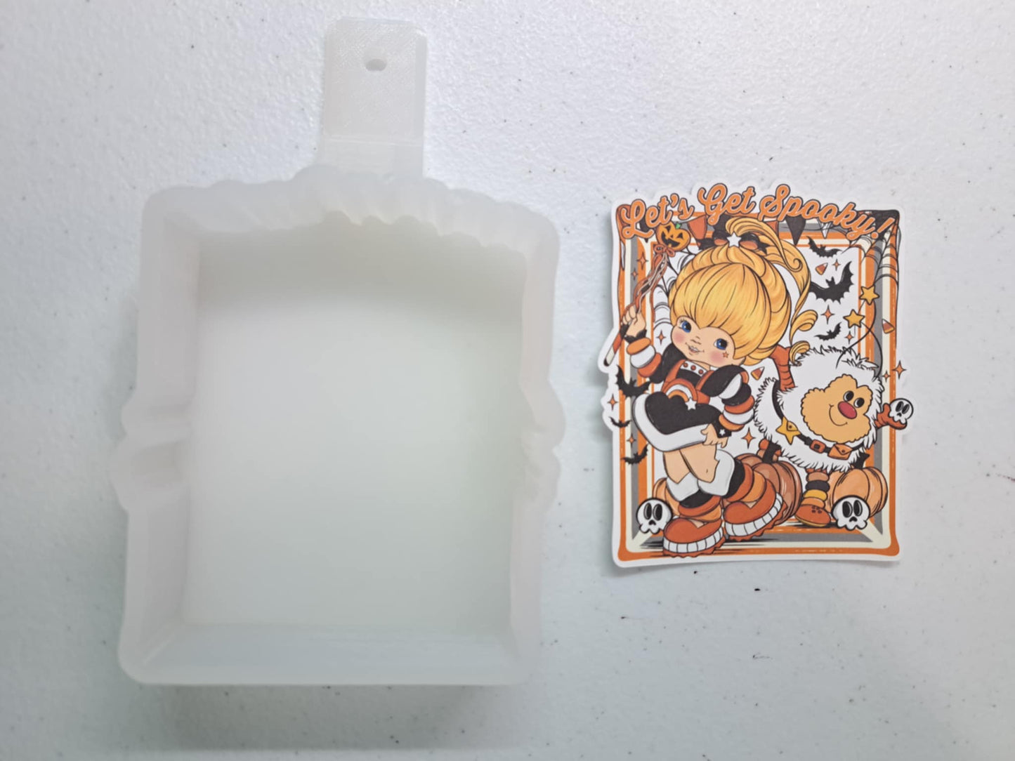 Let's Get Spooky Rainbow Brite Halloween Cardstock Silicone Mold, Aroma Bead Molds, Car Freshies, Premium Cardstock Images