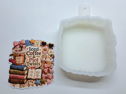 Patchwork Books Coffee & Plot Twists Book Lover Cardstock Silicone Mold, Aroma Bead Molds, Car Freshies, Premium Cardstock Images