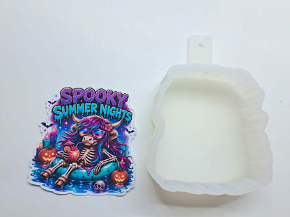Spooky Summer Nights Cow on Floatie Cardstock Silicone Mold, Aroma Bead Molds, Premium Cardstock Images