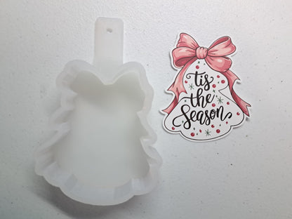 Tis The Season Tree Pink Bow Cardstock Silicone Mold, Aroma Bead Molds, Premium Cardstock Images