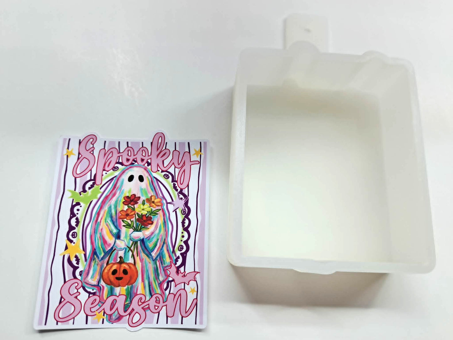 Spooky Season Striped Halloween Ghost Cardstock Silicone Mold, Aroma Bead Molds, Premium Cardstock Images