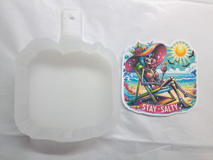 Stay Salty Skellie On The Beach Cardstock Silicone Mold, Aroma Bead Molds, Premium Cardstock Images
