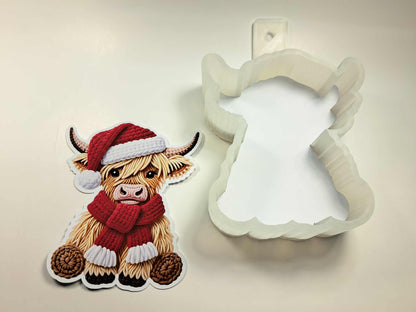 Christmas Crochet Yarn Highland Cow Cardstock Silicone Mold, Aroma Bead Molds, Premium Cardstock Images