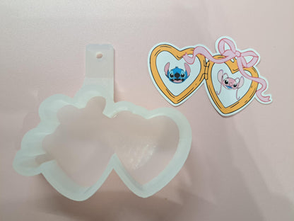 Disney Couple Heart Locket Cardstock Silicone Mold, Aroma Bead Molds, Premium Cardstock Images