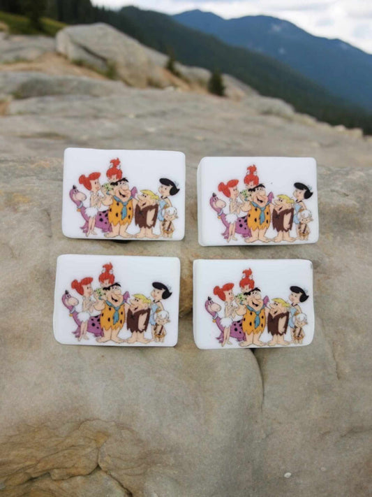The Flintstones Group: Rectangle Cartoon Silicone Focal Bead - 1215