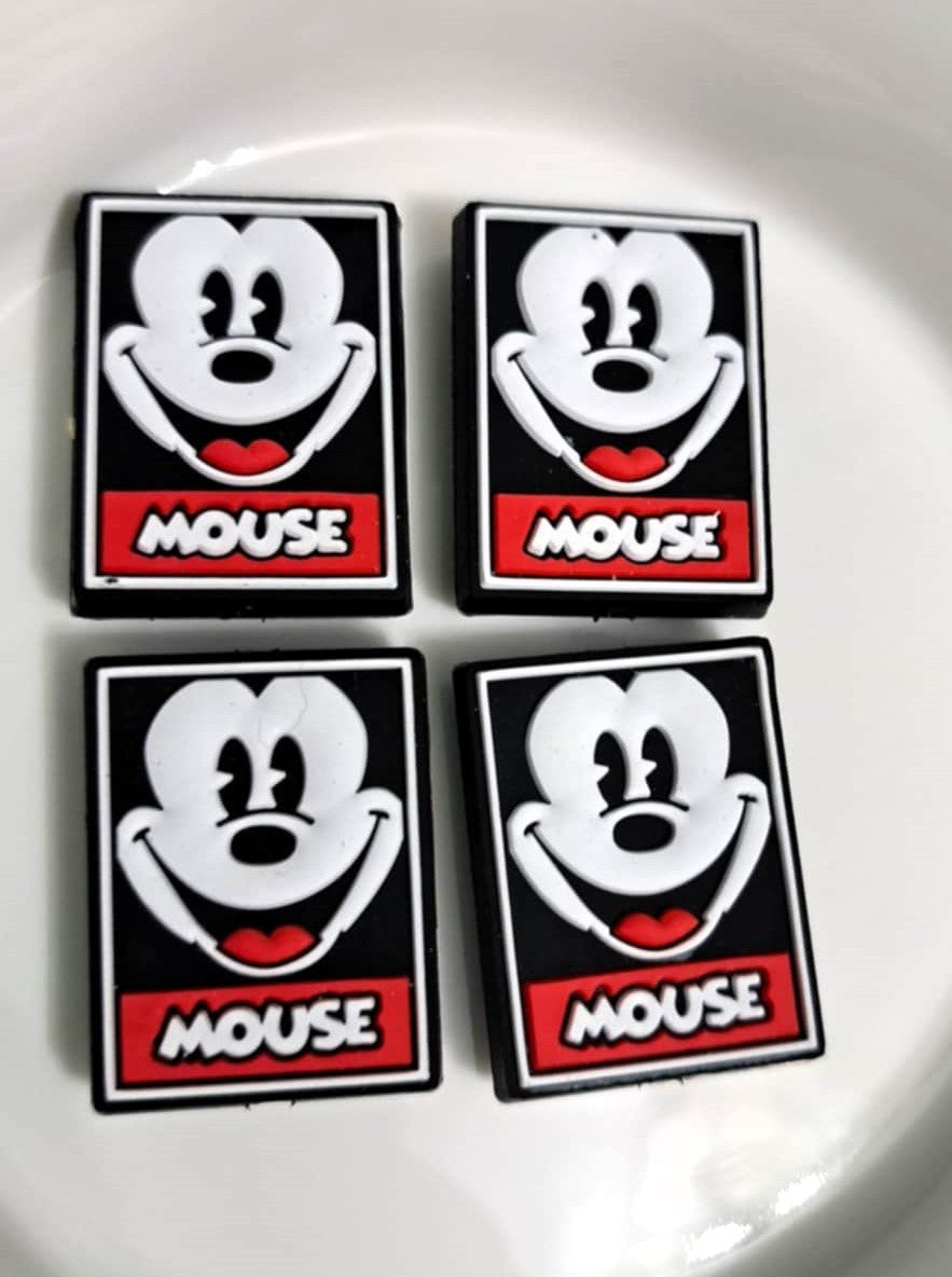 Mickey Mouse: Face on Black Frame Silicone Focal Bead