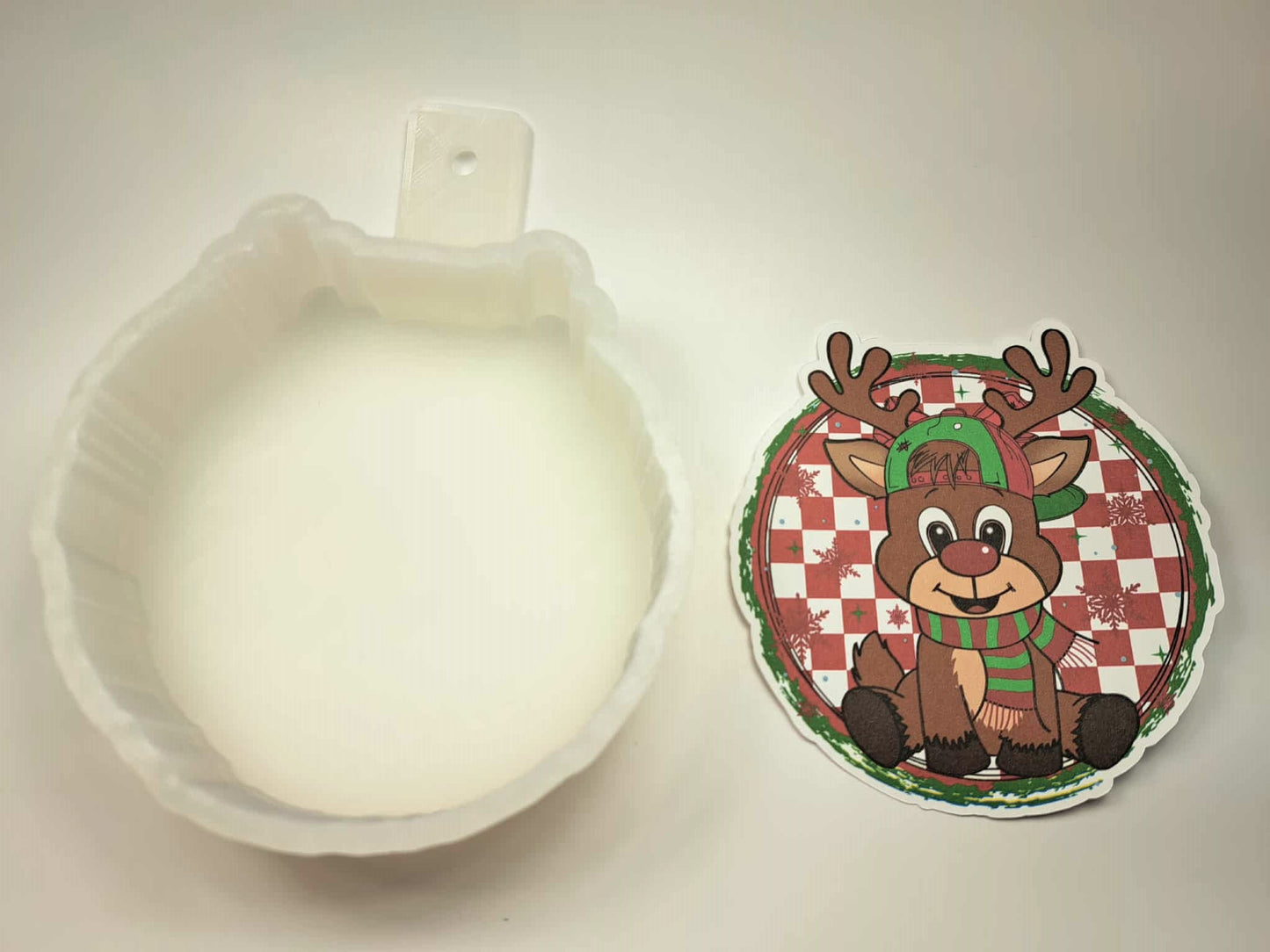 Christmas Reindeer Bow and Cap Red Checkered Cardstock Silicone Mold, Aroma Bead Molds, Premium Cardstock Images