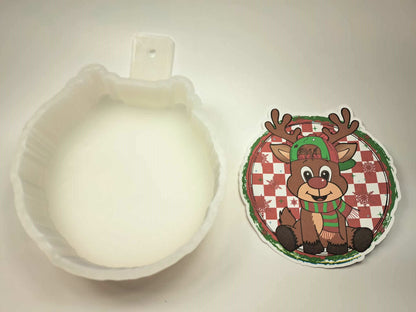 Christmas Reindeer Bow and Cap Red Checkered Cardstock Silicone Mold, Aroma Bead Molds, Premium Cardstock Images