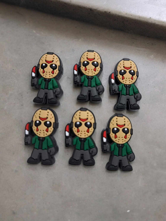 Jason with Knife: Style 2 (Green Shirt & Brown Mask) Full body Halloween/Horror Movie Inspired Silicone Focal Bead - 0938