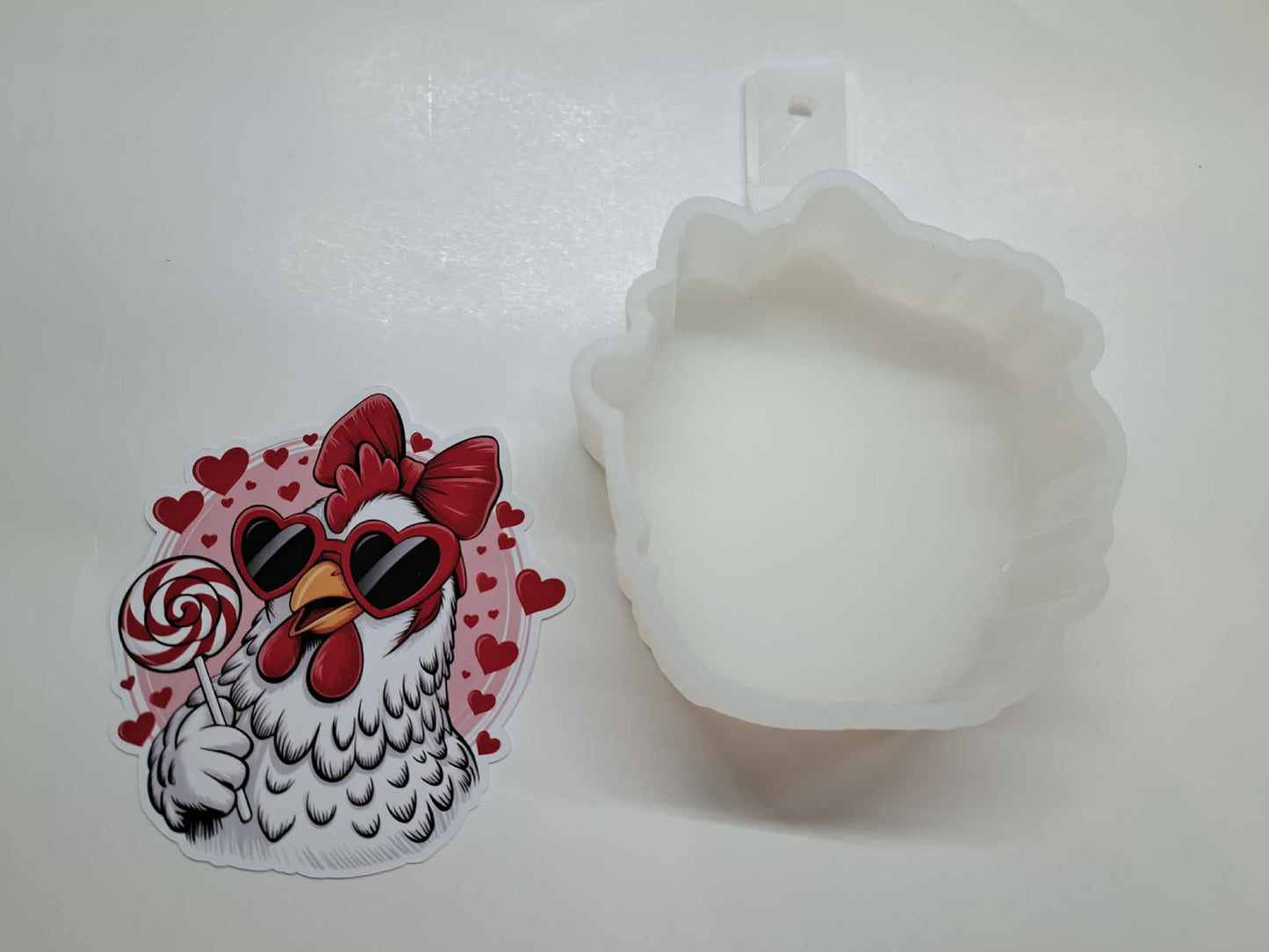 Chicken With Heart Glasses Valentine Cardstock Silicone Mold, Aroma Bead Molds, Premium Cardstock Images