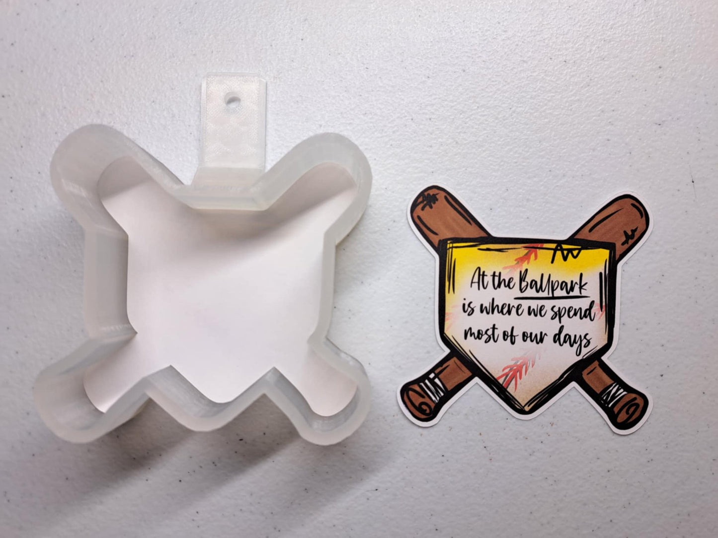 Home Plate with Bats for Baseball/Softball Cardstock Silicone Mold, Aroma Bead Molds, Premium Cardstock Images