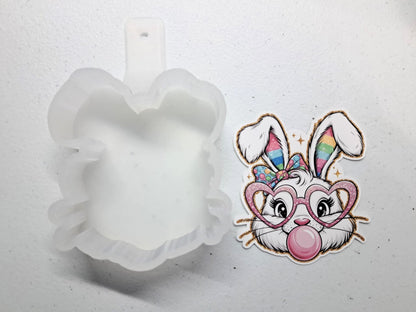 Easter Bunny Blowing Bubble Cardstock Silicone Mold, Aroma Bead Molds, Premium Cardstock Images