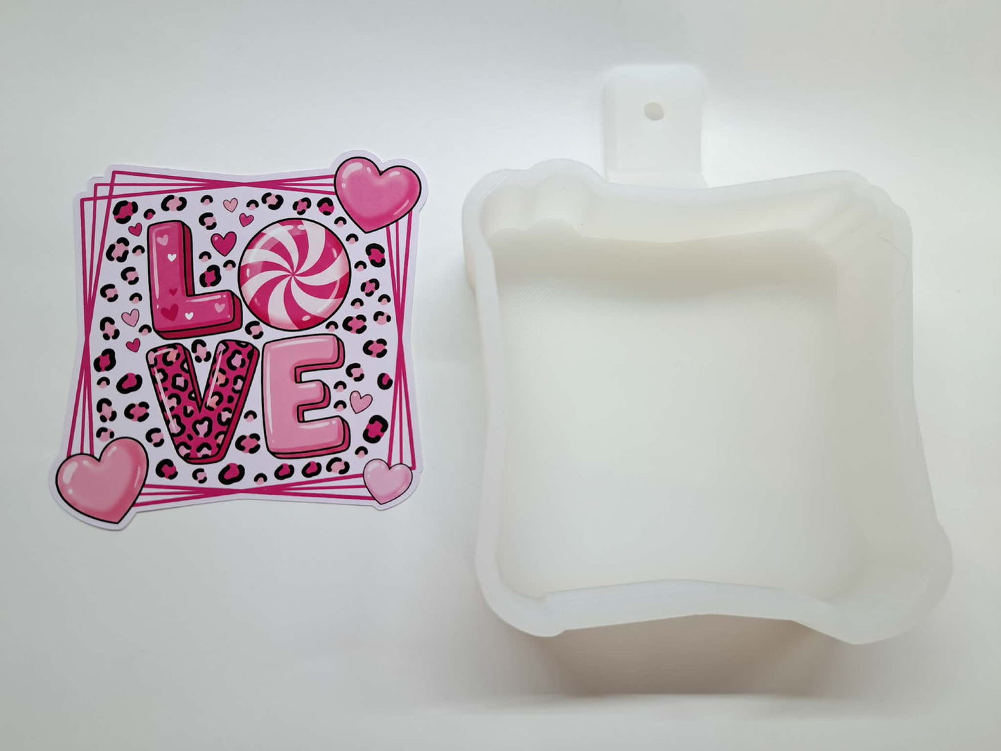 Pink Leopard Love Valentine Cardstock Silicone Mold, Aroma Bead Molds, Premium Cardstock Images