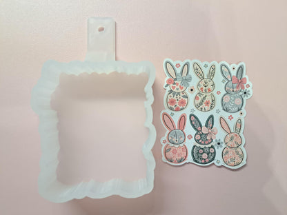 Floral Pattern Bunnies Cardstock Silicone Mold, Aroma Bead Molds, Premium Cardstock Images
