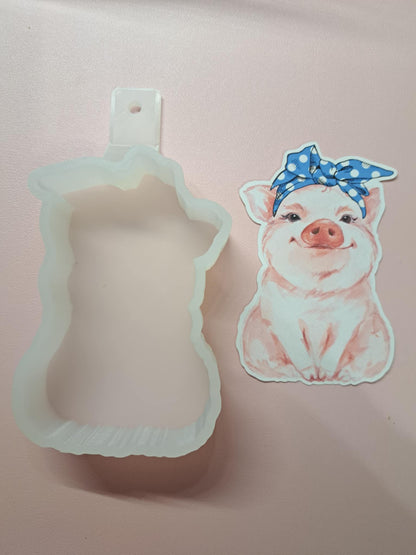 Pig With Bandana Cardstock Silicone Mold, Aroma Bead Molds, Premium Cardstock Images