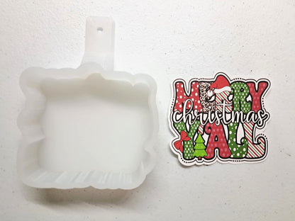 Merry Christmas Y'all Cardstock Silicone Mold, Aroma Bead Molds, Premium Cardstock Images, Car Freshie Mold