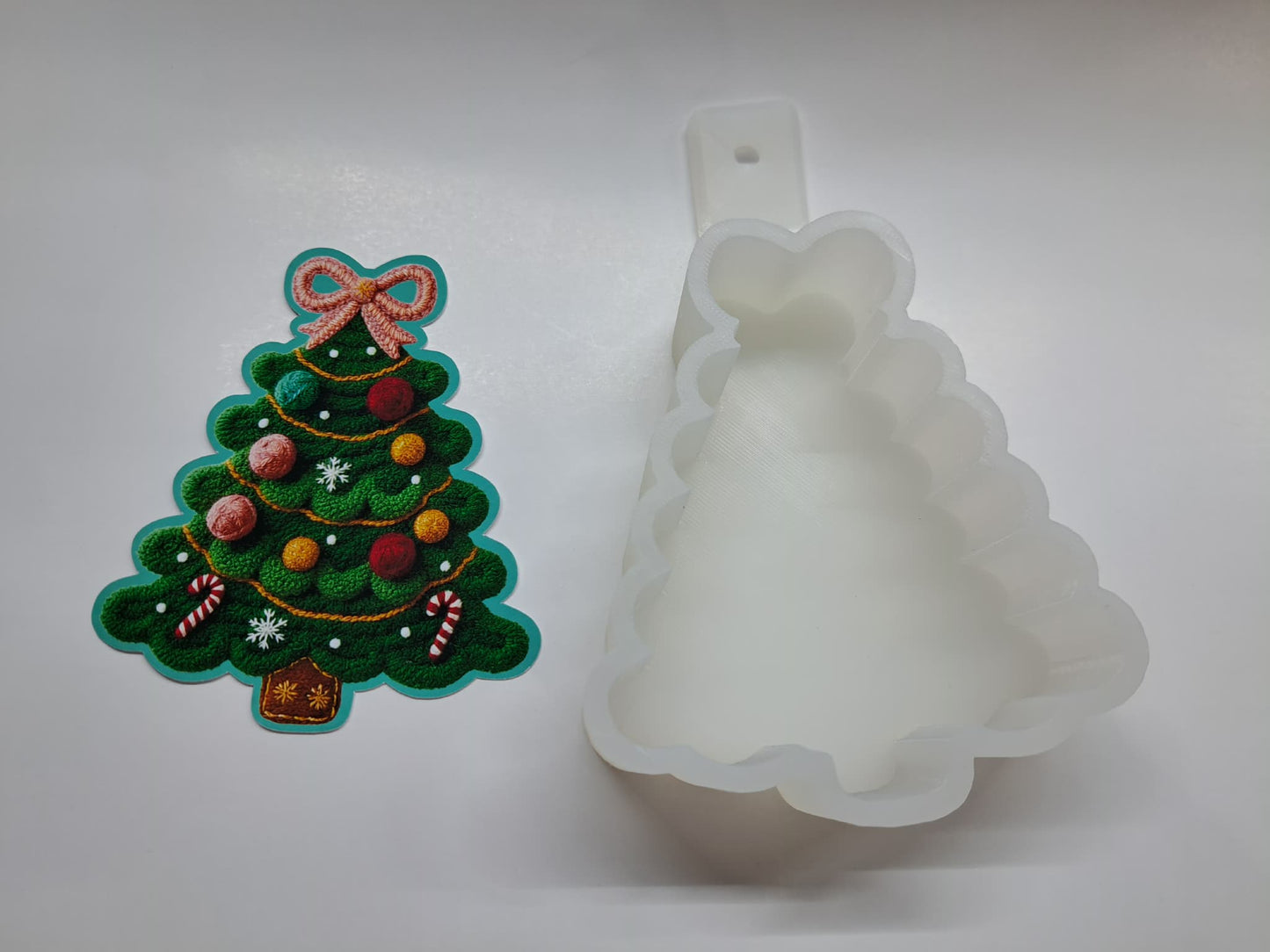 Coquette Knitted Christmas Tree Cardstock Silicone Mold, Aroma Bead Molds, Car Freshies, Premium Cardstock Images