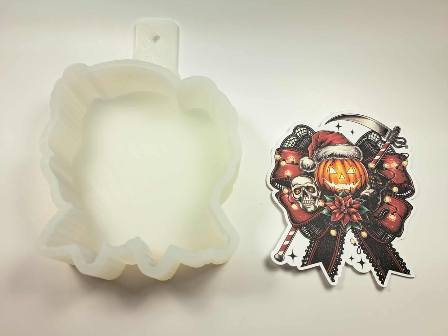 Halloween Reaper Coquette Bow Cardstock Silicone Mold, Aroma Bead Molds, Premium Cardstock Images