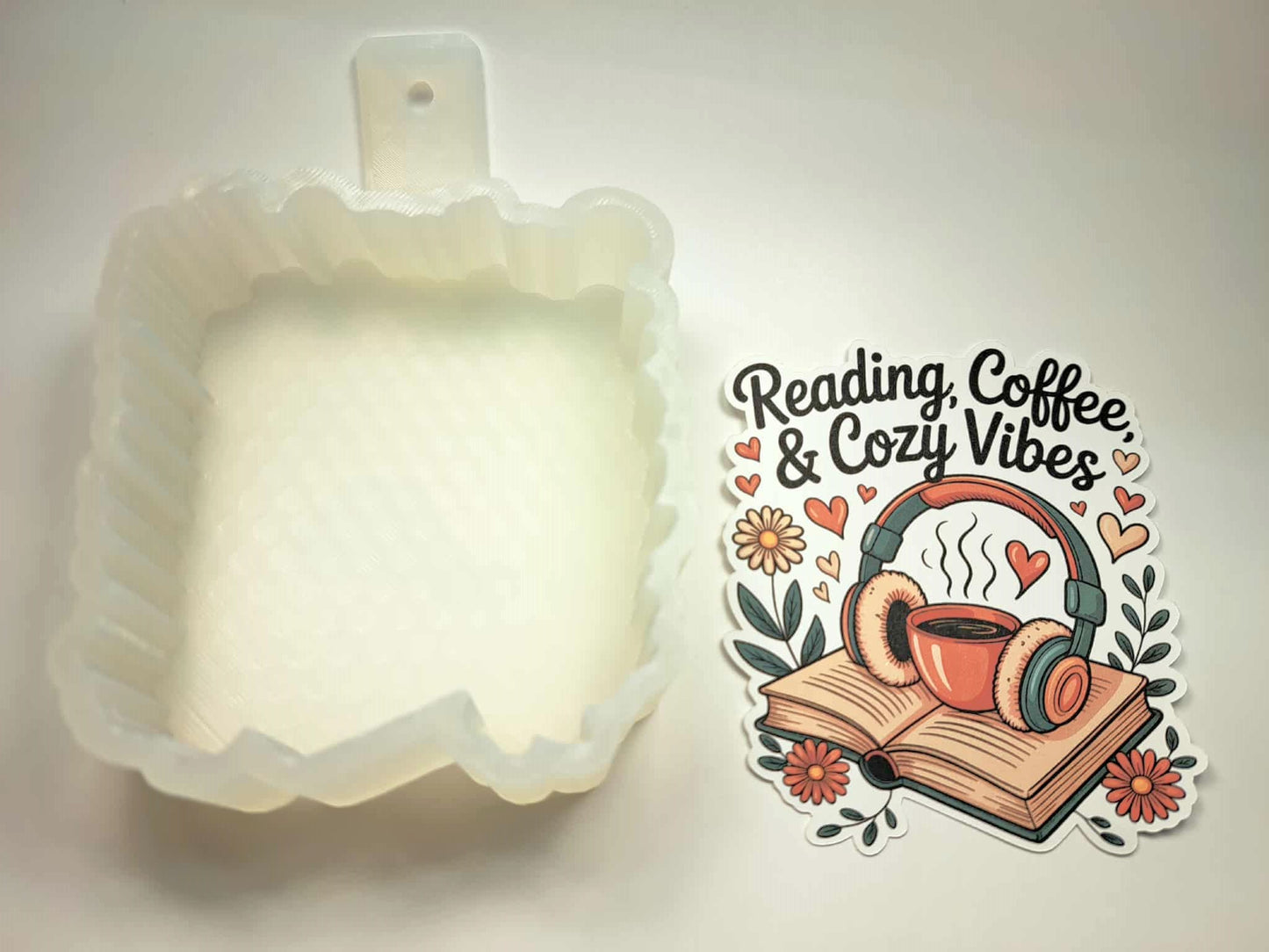 Reading Coffee & Cozy Vibes Cardstock Silicone Mold, Aroma Bead Molds, Premium Cardstock Images