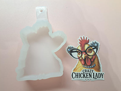 Crazy Chicken Lady Cardstock Silicone Mold, Aroma Bead Molds, Premium Cardstock Images