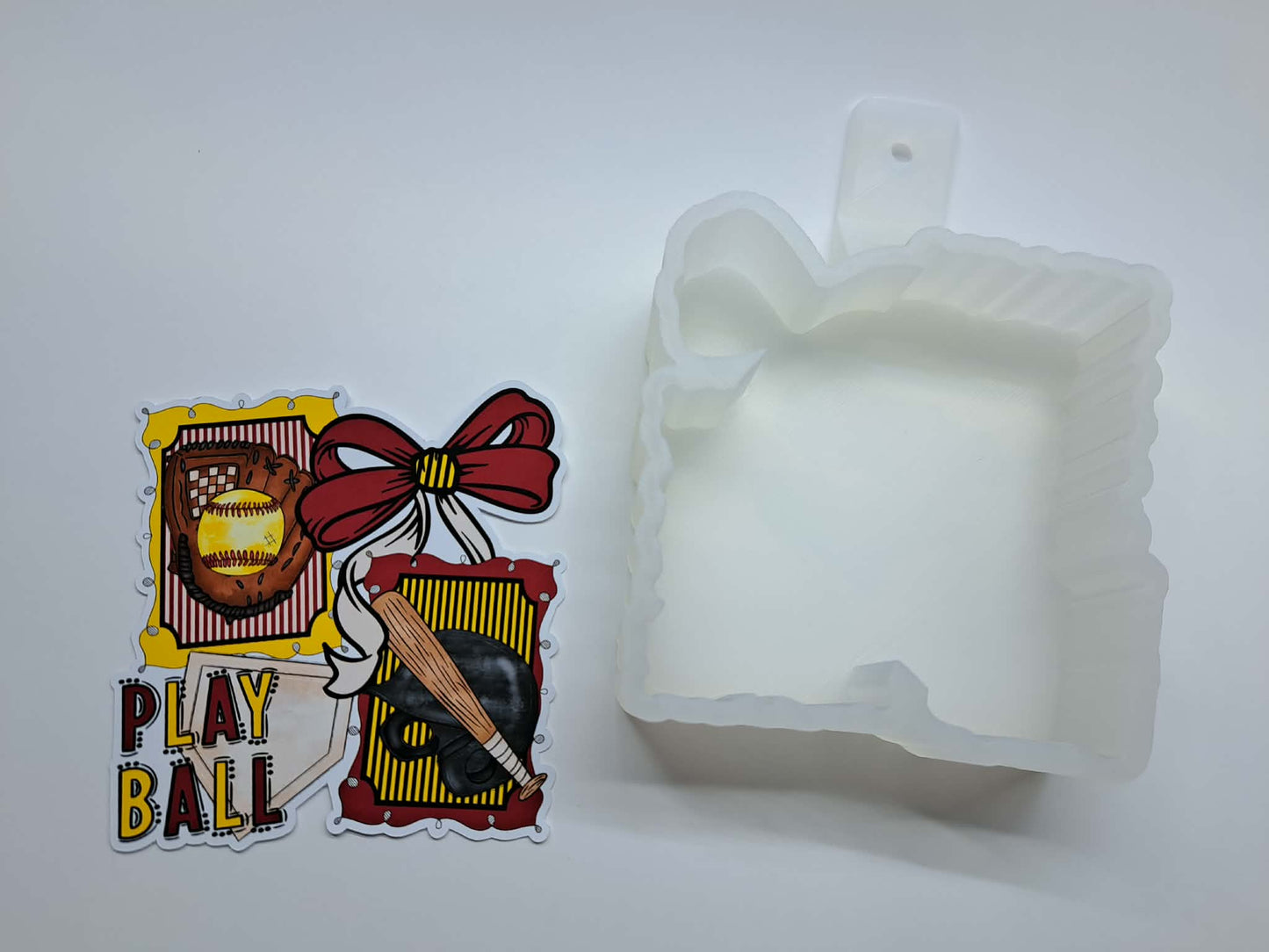 Play Ball Coquette Bow: Baseball and Softball Cardstock Silicone Mold, Aroma Bead Molds, Premium Cardstock Images