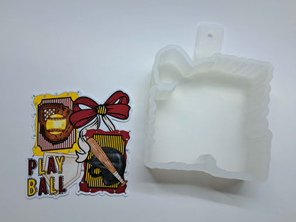 Play Ball Coquette Bow: Baseball and Softball Cardstock Silicone Mold, Aroma Bead Molds, Premium Cardstock Images