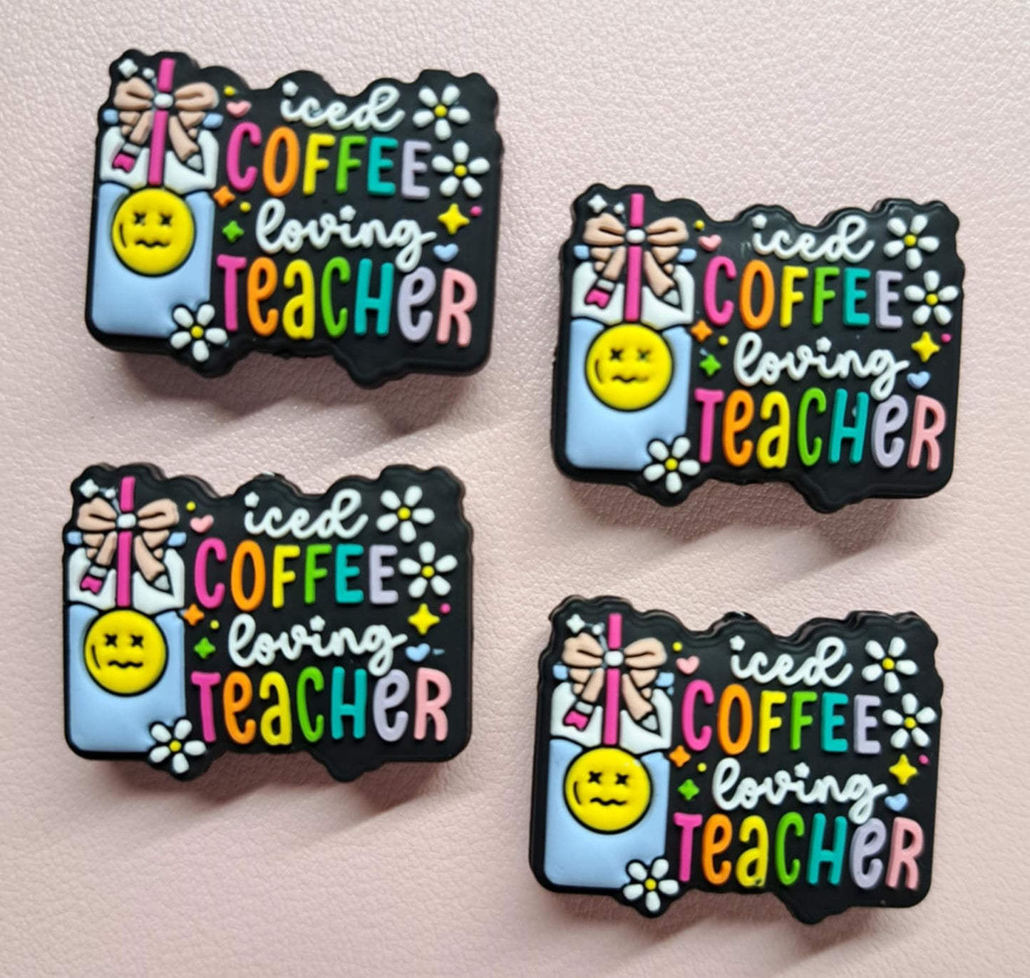 Iced Coffee Loving Teacher Silicone Focal Bead