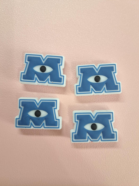 Blue M with Eye (Monsters Inc. Inspired) Silicone Focal Bead
